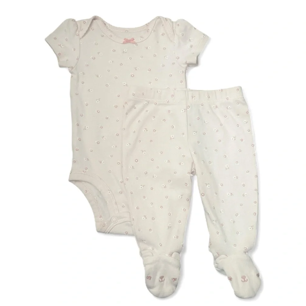 Baby Girl Carter's Bundle Little Sister Clothing Set - Pink and White - Size 3M